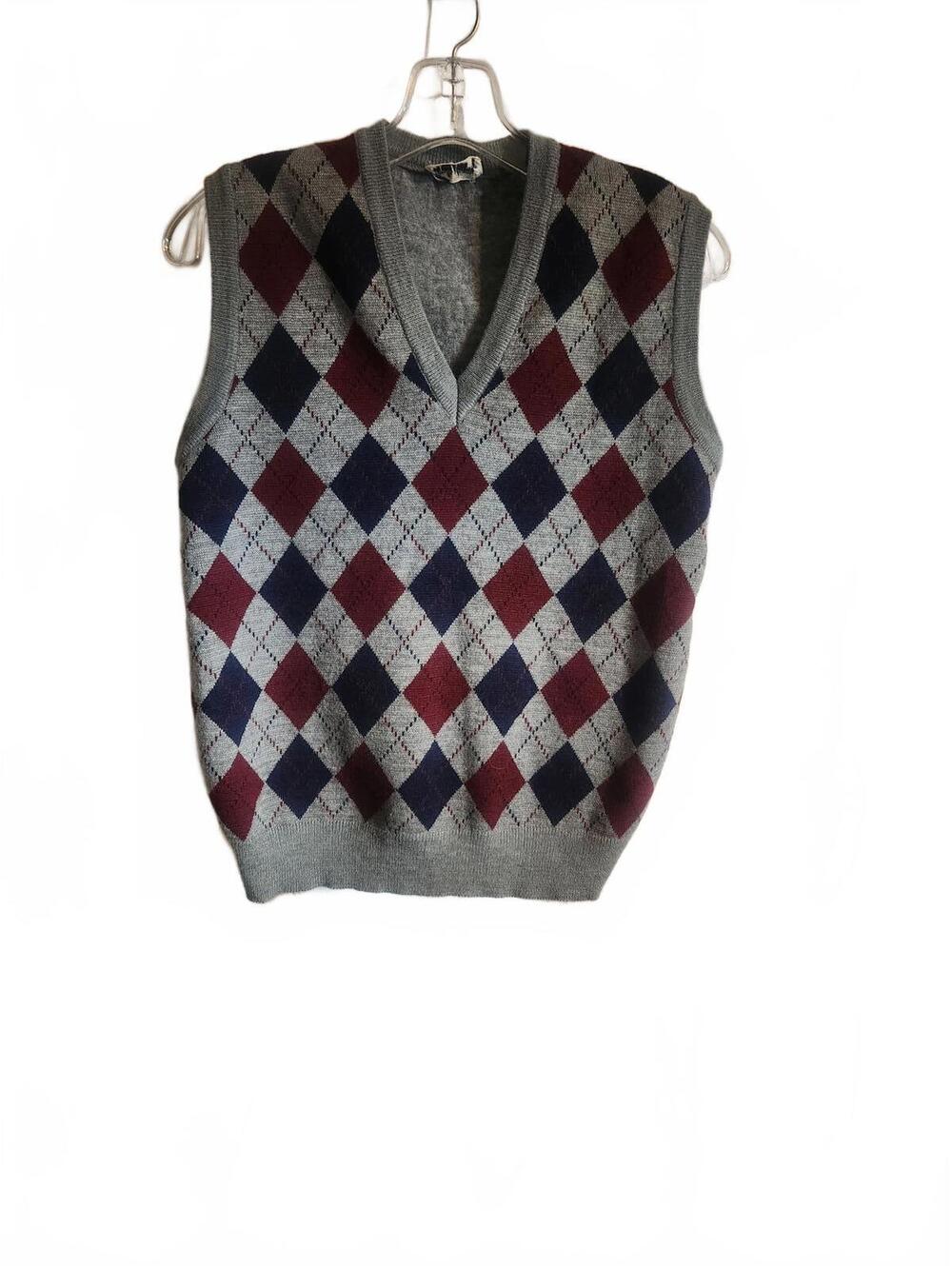 Nicole Mancini Grey Argyle Sweater Vest. Mens Size Large. Excellent condition